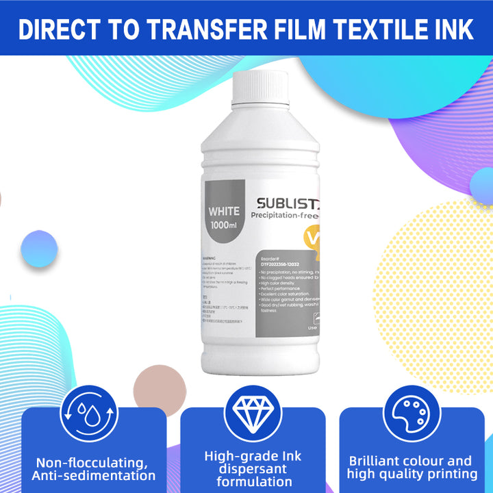 Big Boi Mega Bundle DTF Ink & Supplies - 1000ml White + 500ml CMYK Inks, 100 Films, Powder, Cleaner