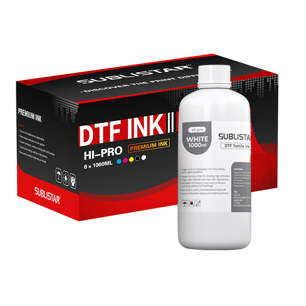 Hi-Pro Premium DTF Settle-free White Ink，1000ML DTF Water-based Pigment INK Compatible For Textile with I3200/ XP600/ I1600 Printer head