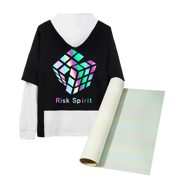 Stunning Rainbow Reflective DTF Film, Special Finishes Easy to Cut & Weed PET Film for DIY T-Shirts