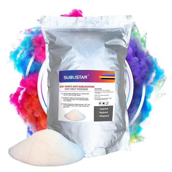 Anti Sublimation Hot Melt Powder,White DTF Pretreat Powder for All Transfer Printer Direct Print on Dark or Black Fabric