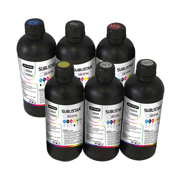 UV Ink 500ML/1000ML Bottle for Printing Acrylic, Wood, Glass, Phone Cases, Souvenirs