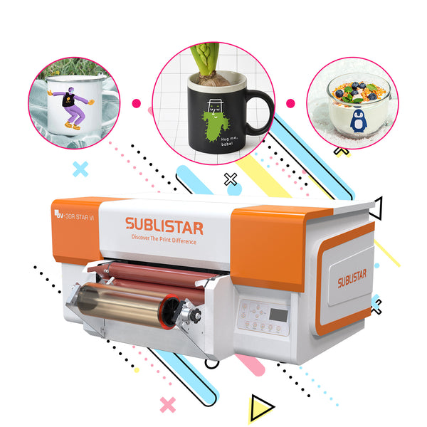 SUBLISTAR A3 30cm Mini Desktop UV DTF Printer with I3200 Printer Heads AB Film Crystal Label Printing Machine